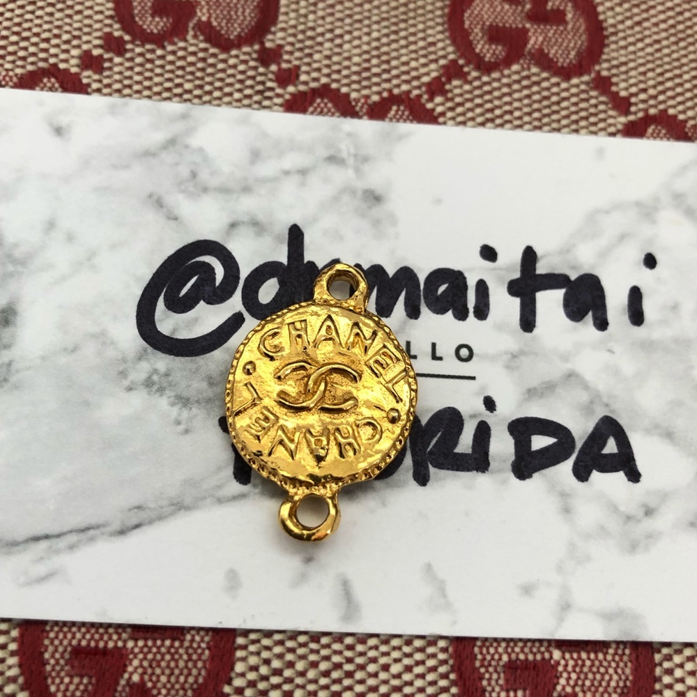 Chanel Authentic Vintage Gold Logo Charm Pendant